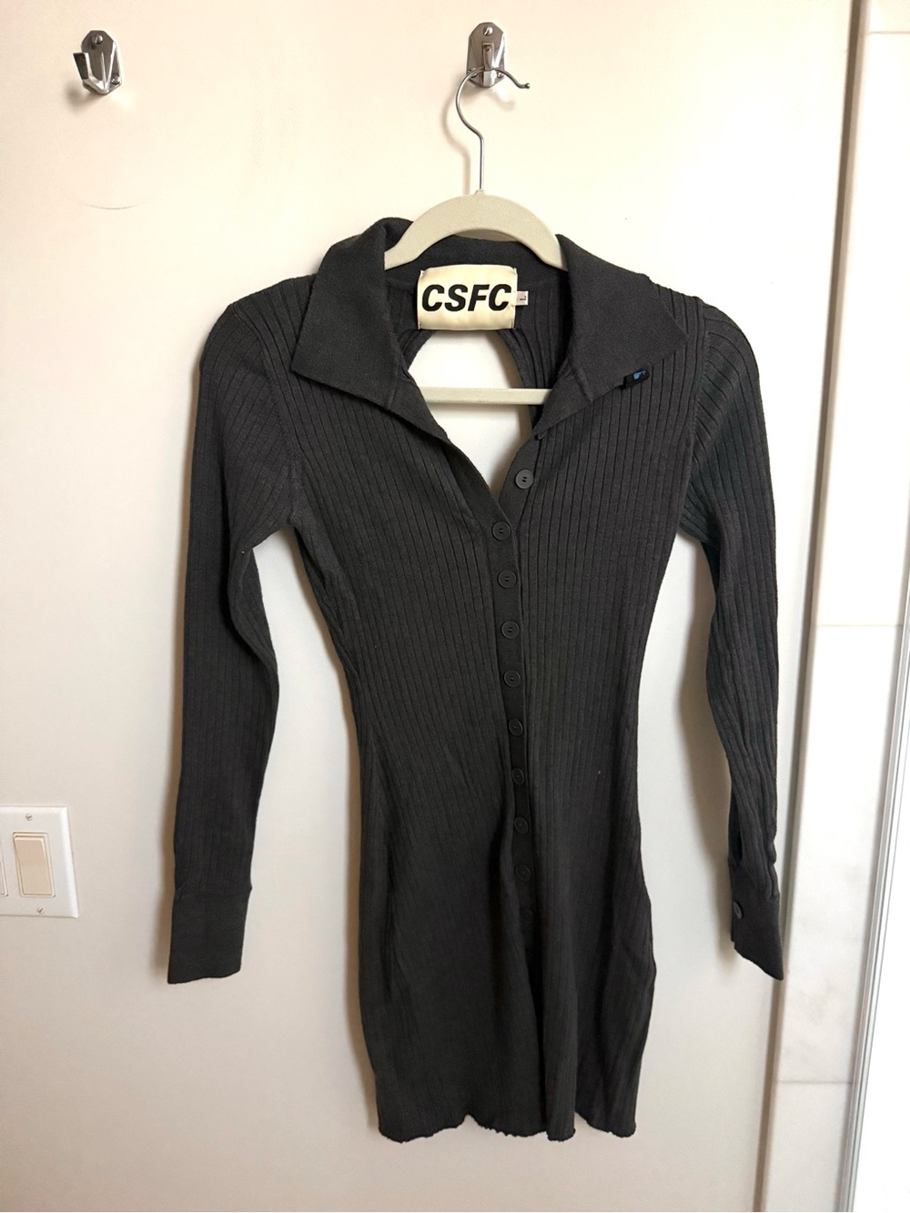 CSFC Open-Back Ribbed Button Knit Midi Dress | Size L | Good Condition - Picture 2 of 5